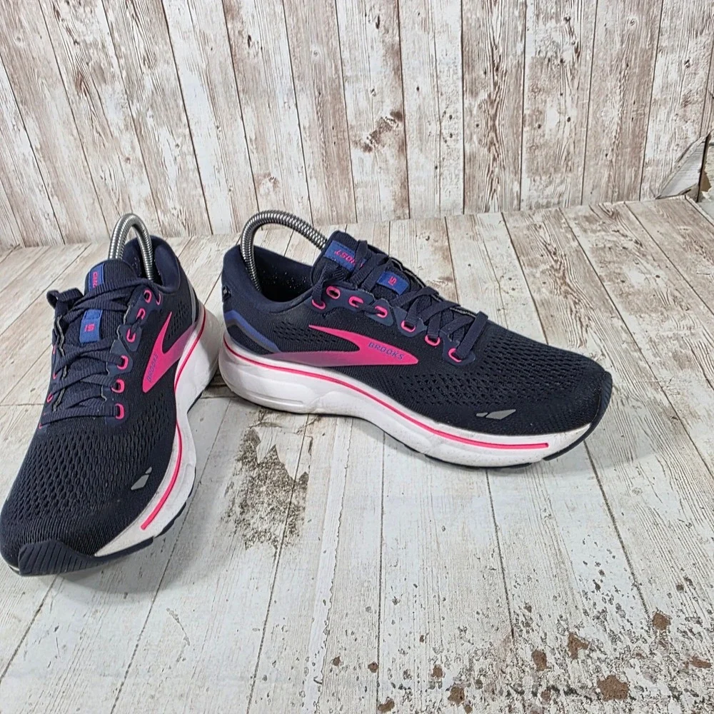 Brooks Ghost 15 Womens Running Shoes Navy Pink Purple 1203801B460 Size 7.5 B